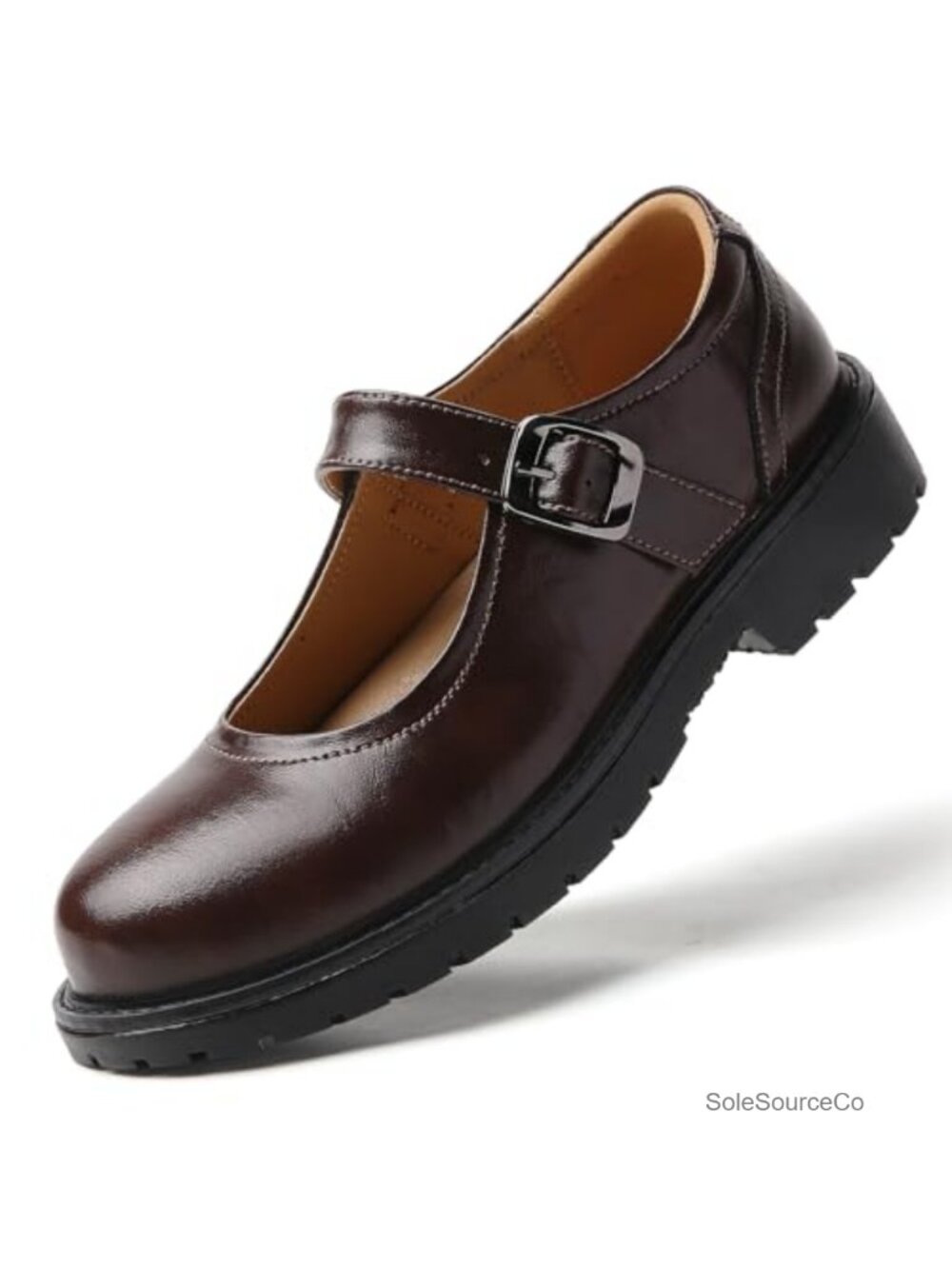 Women's Mary Jane Oxford Flats Round Toe Buckle Strap Faux Leather